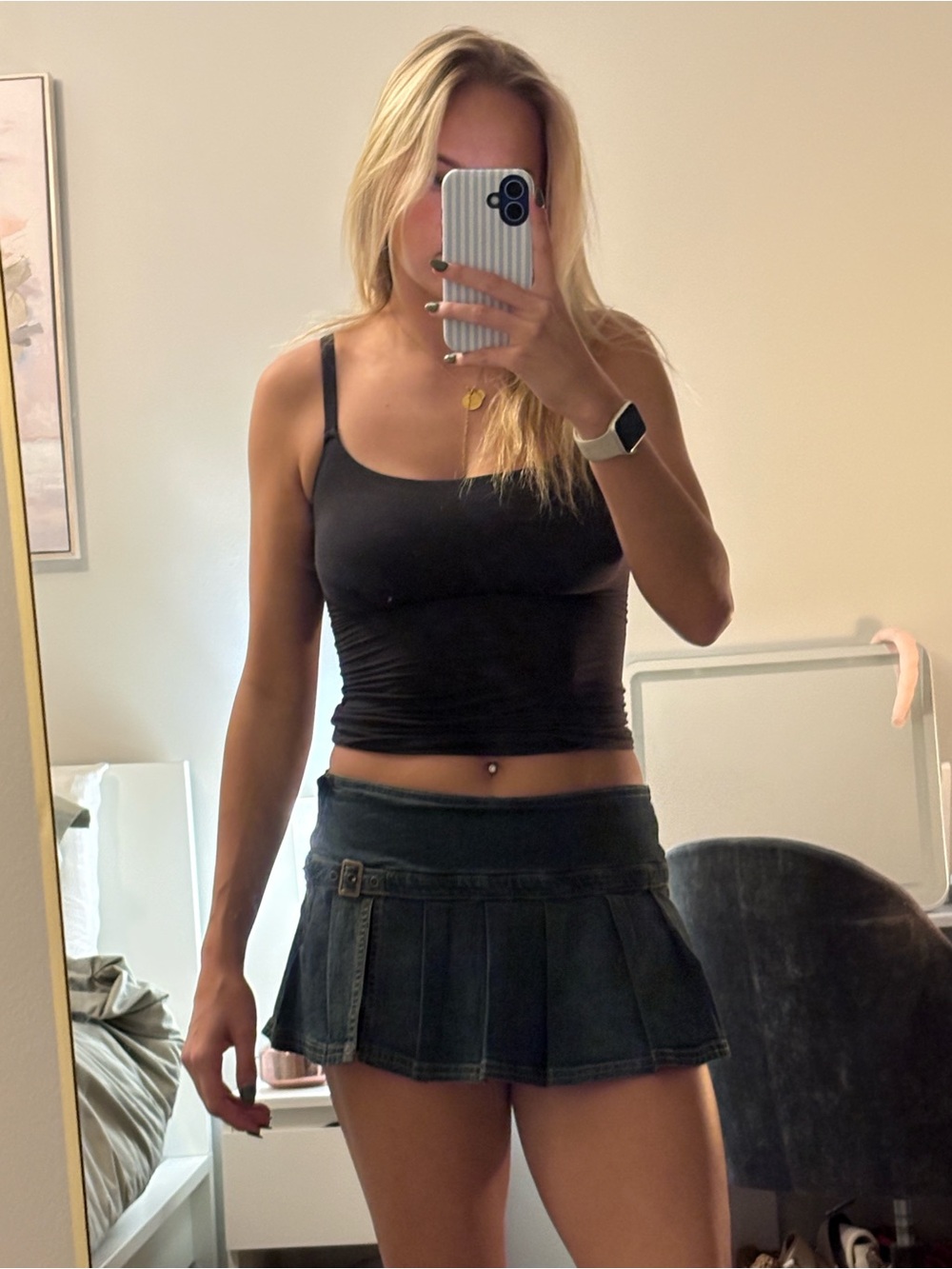 Urban Outfitters Low Rise Mini Pleated Denim Skort - NWT